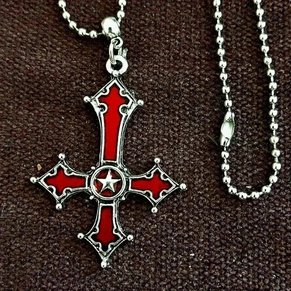 Gothic Red Cross hot Necklace